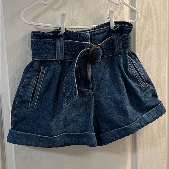 Sezane Rome Blue Jean Shorts with Belt - Picture 2 of 13